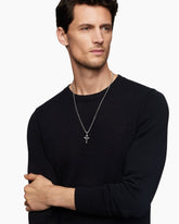 Pavé Cross Pendant in Sterling Silver with Black Diamonds, 23mm